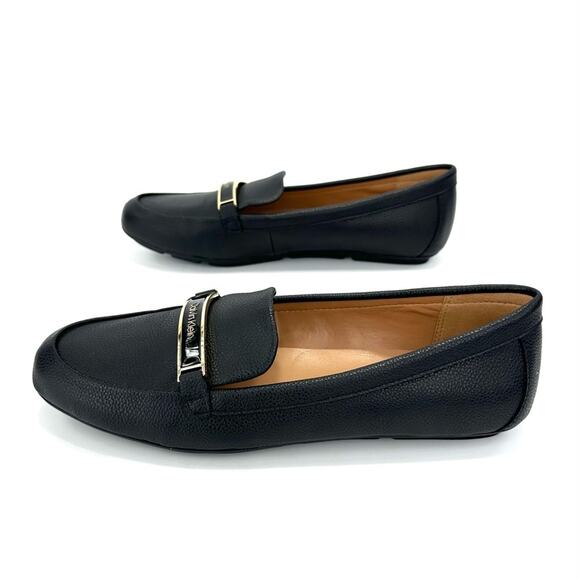 Calvin Klein Lira Women Shoes/Loafer Sz 7.5 Black Faux Leather Round Toe Slip-On - Picture 2 of 10